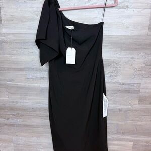 NWT Dress The Population Tiffany One-Shoulder Midi Dress in Black - Large